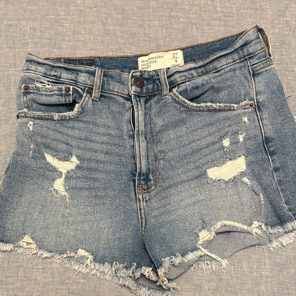 Demon Destressed High-Rise Women’s Shorts - Light Blue